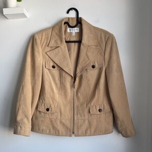 Conrad C Petite Faux Suede Tan Moto Jacket